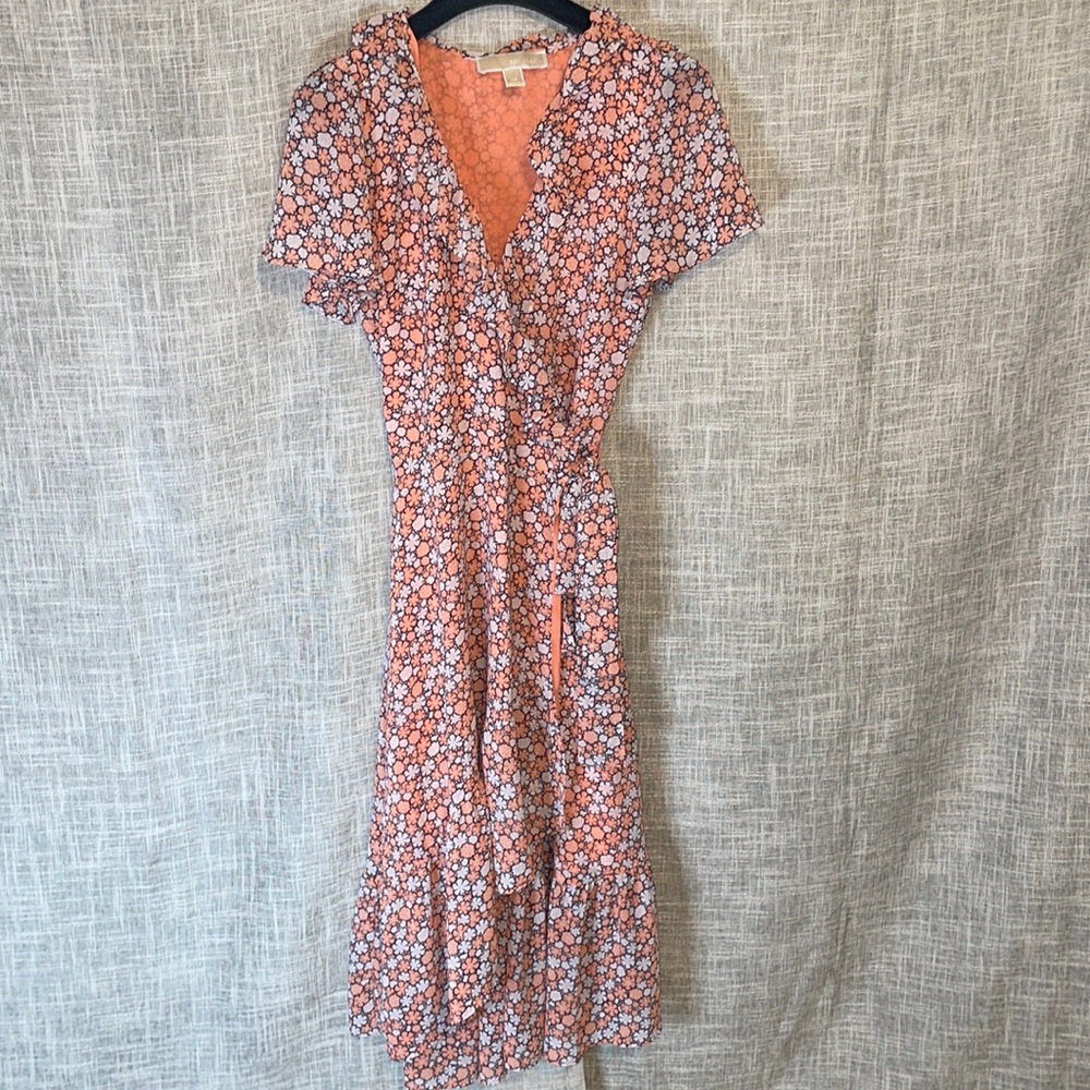 MICHAEL KORS tie around midi flower dress
